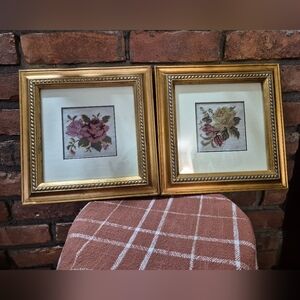 Floral Framed Needlepoint Set